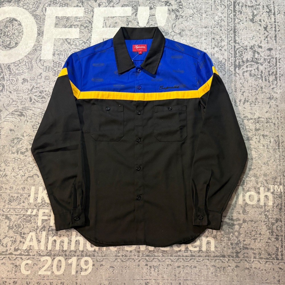 Supreme Colorblock Work Shirt Mens Small Blue Black Yellow The Best In The World